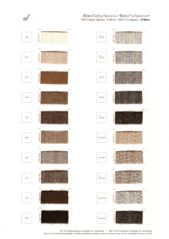 Eco Alpaca and Blends Yarn Colours